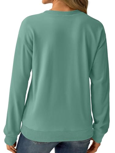 GKBK Womens Sweatshirts Cotton Crew Neck Lightweight Pullover Pocket Tops - color: A- Green, size: Small