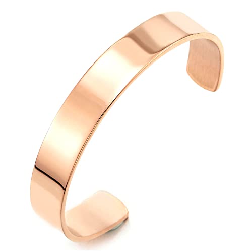 Stainless Steel Adjustable Cuff Bangle Bracelet for Men Women Minimalist - color: G-Metal Color: Rose Gold
