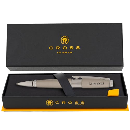 Cross Edge Gel Rollerball Pen, Sonic Titanium and Chrome Trim, Personalized — Engineer, Architect, Tech Professional, or STEM Graduation Recognition Gift - color: Sonic Titanium