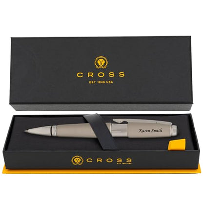Cross Edge Gel Rollerball Pen, Sonic Titanium and Chrome Trim, Personalized — Engineer, Architect, Tech Professional, or STEM Graduation Recognition Gift - color: Sonic Titanium