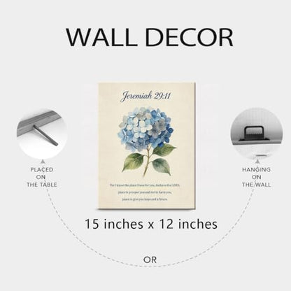 BEASTZHENG Jeremiah Hydrangea Scripture Canvas Wall Art Faith Room Ornament - color: Jeremiah 29：11