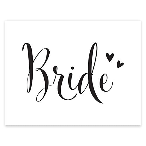 Andaz Press Wedding Party Signs, Formal Black and White, 8.5-inch x 11-inch, Bride, 1-Pack - color: Bride