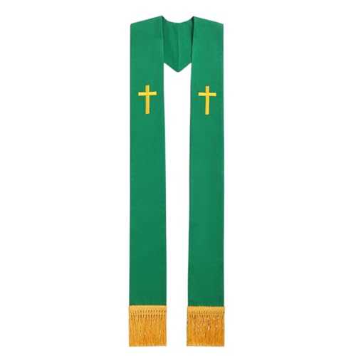 BLESSUME Church Clergy Pastor Cross Embroidered Stole - color: Green 9