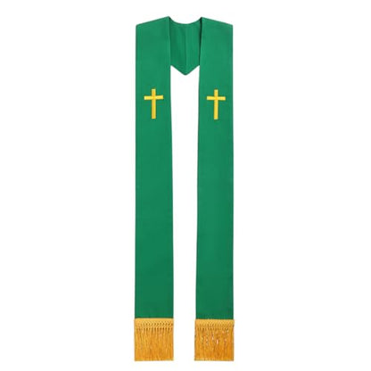 BLESSUME Church Clergy Pastor Cross Embroidered Stole - color: Green 9