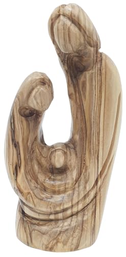 Zuluf 5.9" Olive Wood Holy Family Nativity Scene – Hand-Carved Mary, Joseph & Baby Jesus Statue – Christian Christmas Decor Gift for Her or Catholic Home Display – HOF018 - color: 5.9" Olive Wood Family
