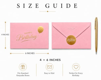 Happy Birthday Cards with Envelopes and Stickers, 24 Pack, Dusty Pink Greeting Cards with Gold Foil Balloon Design, Elegant Birthday Card Set for Friends, Family, Clients (Dusty Pink) - color: Dusty Pink