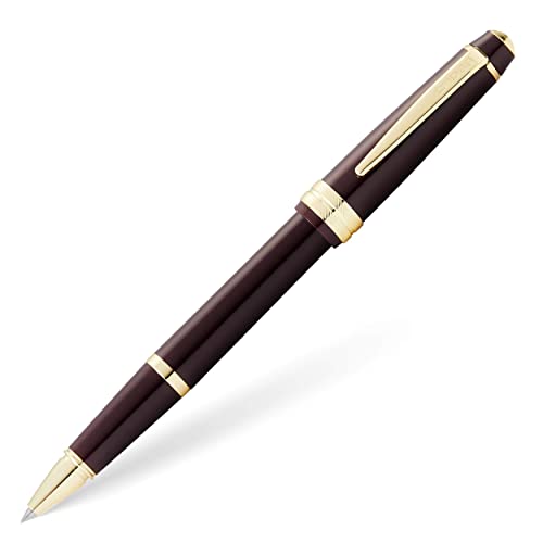 Cross Bailey Light Rollerball Pen, Polished Burgundy & Gold Tone, Black Ink - color: Polished Burgundy