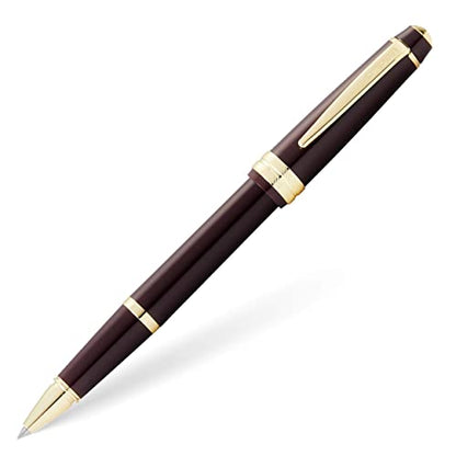 Cross Bailey Light Rollerball Pen, Polished Burgundy & Gold Tone, Black Ink - color: Polished Burgundy