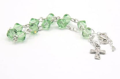 Catholic Communion Rosary Bracelet Created with Swarovski® Crystals, Glass - color: Peridot - August