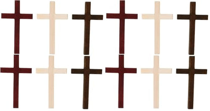 EXCEART 6 Pcs Wooden Cross Crafts DIY Mini Wooden Crosses Charms Pendants Catholic Cross Prayer Handheld Ornaments for Church Party Favors Wall Decoration Jewelry Projects (Pack of 2) - size: 12X7X0.7CM (Pack of 2)