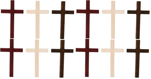 EXCEART 6 Pcs Wooden Cross Crafts DIY Mini Wooden Crosses Charms Pendants Catholic Cross Prayer Handheld Ornaments for Church Party Favors Wall Decoration Jewelry Projects (Pack of 2) - size: 12X7X0.7CM (Pack of 2)