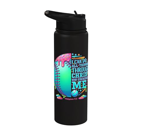 Christian Baseball Drip Water Bottle For Boys Ice Cream Drip Stainless Steel Insulated Water Bottle