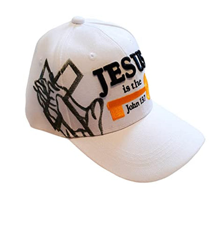 Black Duck Brand 3D Jesus is The Key Embroidered Jesus Christian Ball Cap - color: White