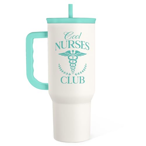 SANDJEST Nurse Gift for Women, Nutrition Facts Tumbler with Handle, Insulated Stainless Steel Travel Coffee Mug for Nursing Friends, Aprreciation Gifts for Nurse Week, Birthday, Christmas, 40oz - color: Nurse 6