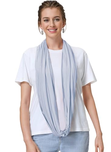 Lina & Lily Premium Modal Jersey Knit Women's Infinity Scarf Loop Lightweight - color: Baby Blue