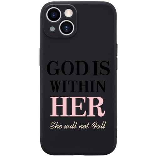 Black Phone Case Cover for iPhone 11 God is Within Her Case Cover Liquid Silicone Soft Gel Rubber Matt Phone Cover with Microfiber Lining - color: Black 2, size: iPhone 11