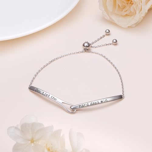 Sterling Silver Engraved Inspirational Adjustable Infinity Bracelet Graduation Gift for Mother Sister Best Friend Jewelry for Women - style: Don't Let the Hard Days Win Be Anxious for Nothing