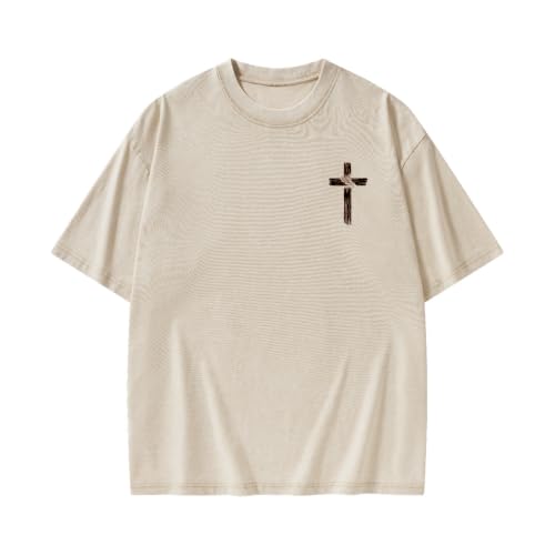 The Lord is My Shepherd Psalm 23 Samurai Lamb Anime Christian Faith T-Shirt - color: Beige, size: Small