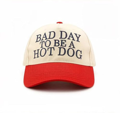 Two Tone Embroidered Lettering Baseball Cap - color: Cream/Red