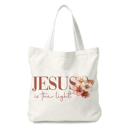 Christian Canvas Tote Bag, Bible Verse Reusable Shopping Bag - color: Jesus