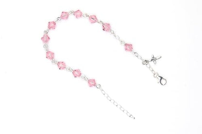 Catholic Communion Rosary Bracelet Created with Swarovski® Crystals, Glass - color: Light Rose Pink