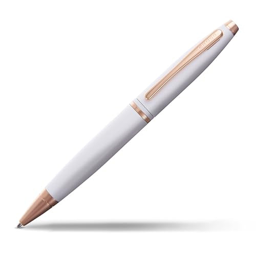 Cross Calais Ballpoint Pen, Pearlescent White & Rose Gold, Black Ink