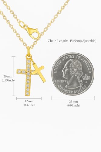 14K Gold Cross Necklace for Women Medium Infinity Dainty Crucifix Pendant Chain Necklace Minimalist Gold Chain - color: CX1