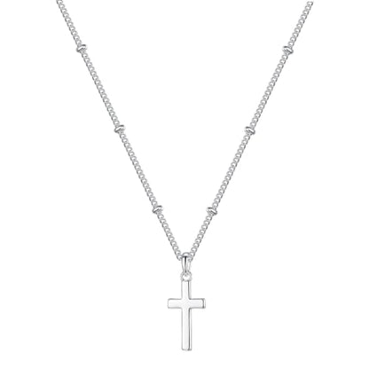 S925 Sterling Silver Cross Necklace for Women - color: 22+2 Inches