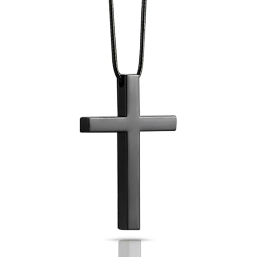KITUREK Cross Hanging Ornaments for RearView Mirror, Metal Car Charm, Black - color: Black