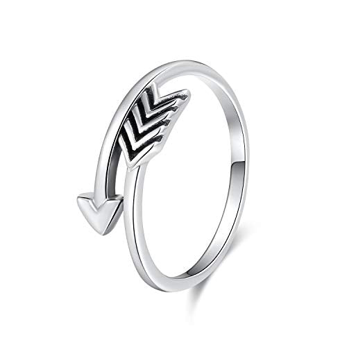 925 Sterling Silver Celtic Knot Open Adjustable Ring for Women Size 4-7 - color: Vintage Arrow