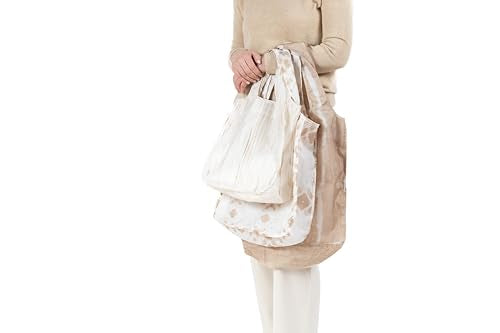 Pure Sage Reusable Grocery Bag - Stylish Shopping Bags for Groceries - Foldable Tote Bag - color: Natural