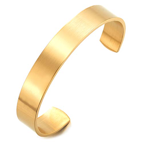 Stainless Steel Adjustable Cuff Bangle Bracelet for Men Women Minimalist - color: D-Metal Color: Gold-01