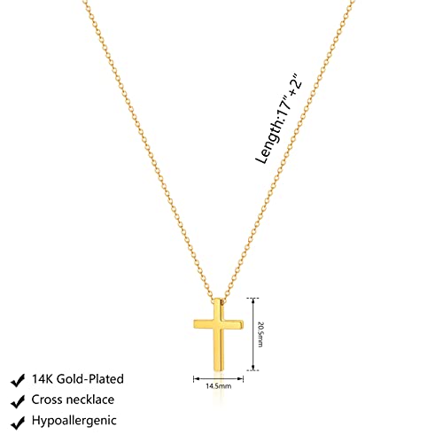 LULII Cross Necklace for Women Dainty 14K Gold Silver Plated Small Cross Pendant Choker Simple Cute Cross Gold Necklace for Women Trendy Faith Jewelry Gift - color: Classic Cross-Gold