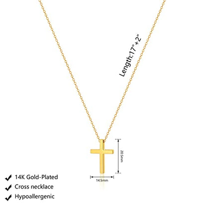 Luxval Cross Necklace for Women -Dainty 14K Gold Plated Cross Necklace Layered Gold Cross Necklace Cross Choker Necklace Gold Cross Necklaces for Women Trendy Gold Jewelry Gifts for Women - color: Gold-Classical Cross