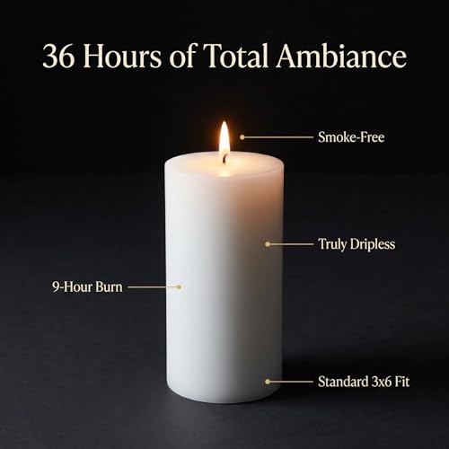 Unscented Pillar Candles - Set of 4 Vanilla Candles - 3x6 Slow Burning Candles for Weddings & Table Centerpieces - Large Pillar Candles, PARNOO - color: White
