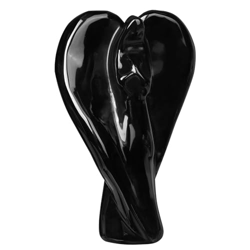 TUMBEELLUWA Black Obsidian Crystal Praying Angel Statue for Home Decor
