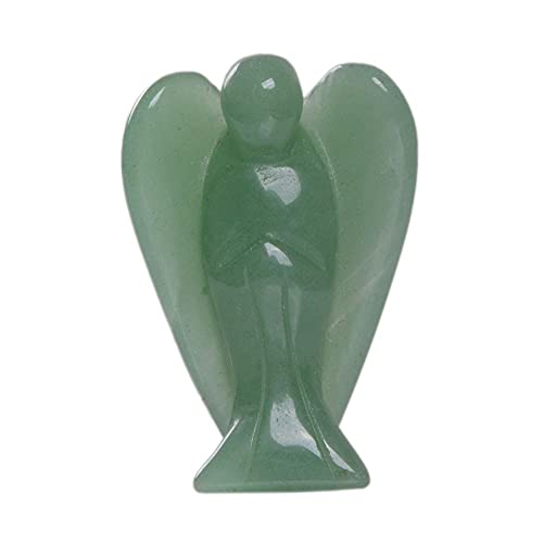 Justinstones Carved Green Aventurine Gemstone Peace Angel Pocket Guardian Angel Healing Statue 2 inch - color: Green Aventurine