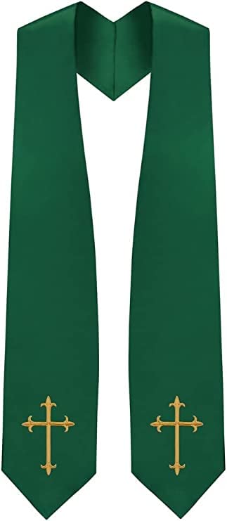 CLERKMANS Choir Stole with Crosses - color: Hunter