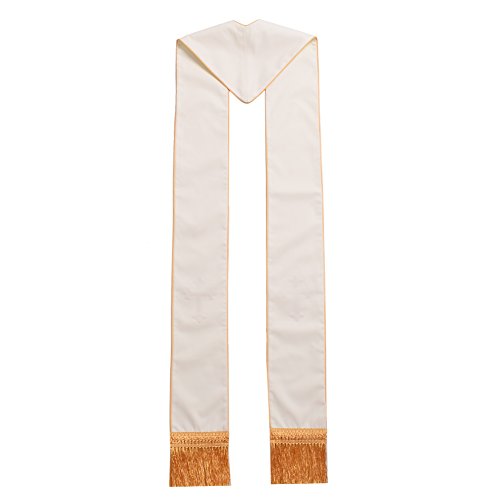 BLESSUME 1PC Clergy Mass Stole Cross Embroidered Wedding Stole - color: White/Gold
