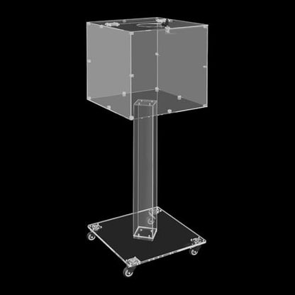 Suggestion Box with Lock and Key Donation Box with Stand and Wheel Acrylic Ballot Box Standing Offering Box for Church, Office, Voting (Clear, Round Hole) - color: Clear, size: Round Hole