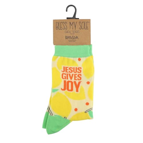 Kerusso Adult Socks, Christian Fun Socks, Novelty Socks, Cotton Blend Sock, One Size Fits Most - color: Lemon Yellow