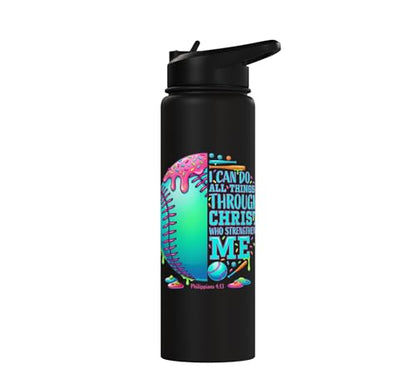 Christian Baseball Drip Water Bottle For Boys Ice Cream Drip Stainless Steel Insulated Water Bottle
