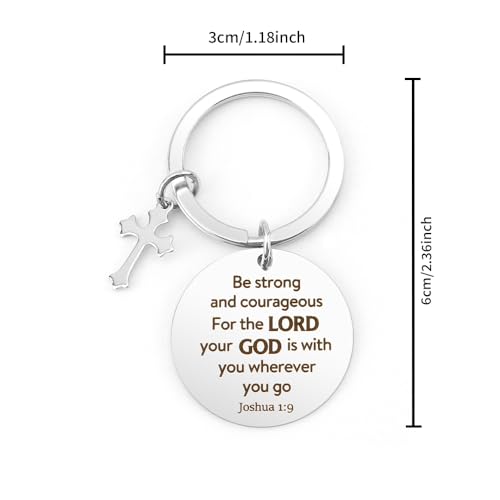 Bible Verse Keychain Christian Gifts Spiritual for Men Women Religious Catholic Gifts Faith Based Keychain Joshua 1 9 Inspirational Gift Christmas Birthday Valentines Day Fathers Day Gift Key Ring