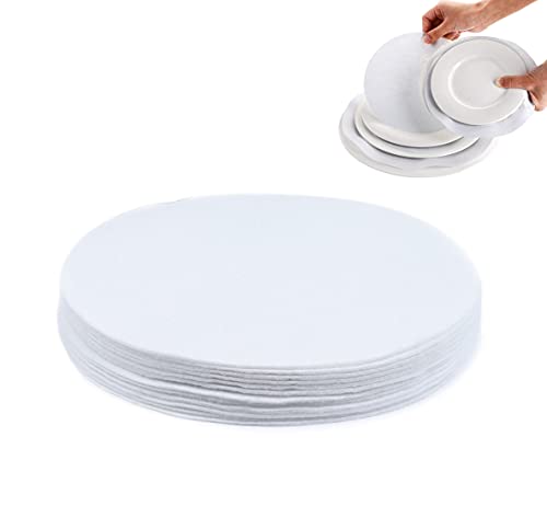 YYCRAFT 36 Felt Plate China Storage Dividers Protectors White Thick Premium Soft Round Felt Circles (10.5 Inch,White) - size: 10.5 Inch