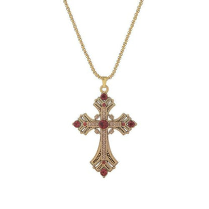 Gold Large Cross Necklace For Women Men Long Zircon Chunky Cross Necklace Retro Gothic Y2K Style Jewelry Statement Surprising Hallowmas Christmas Party Ball Jewelry Accessories Gift - color: gold
