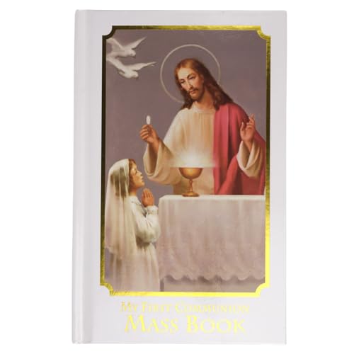 Needzo Light of Christ First Communion Satin Purse Set, Includes Mass Prayer Book, Rosary & Pouch, Scapular, Lapel Pin, Gifts & Keepsakes for Young Women, Communicant Starter Pack (6 Piece)