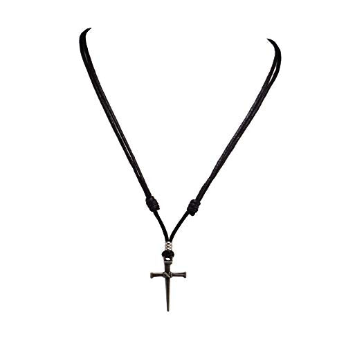 BlueRica Nail & Cross on Adjustable Cord Necklace - style: Black