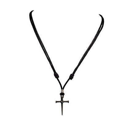 BlueRica Nail & Cross on Adjustable Cord Necklace - style: Black