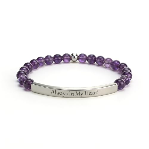 Amethyst Christian Bracelet for Women, 18K Gold Plated Bible Verse Jewelry, Inspirational Religious Faith Gift, Scripture Jewelry for Encouragement & Strength - color: ALWAYS IN MY HEART-Amethyst Silver