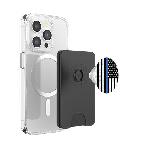 Thin Blue Line US Flag Police Officer Law Enforcement Gift PopSockets PopWallet for MagSafe - style: Magnetic PopWallet